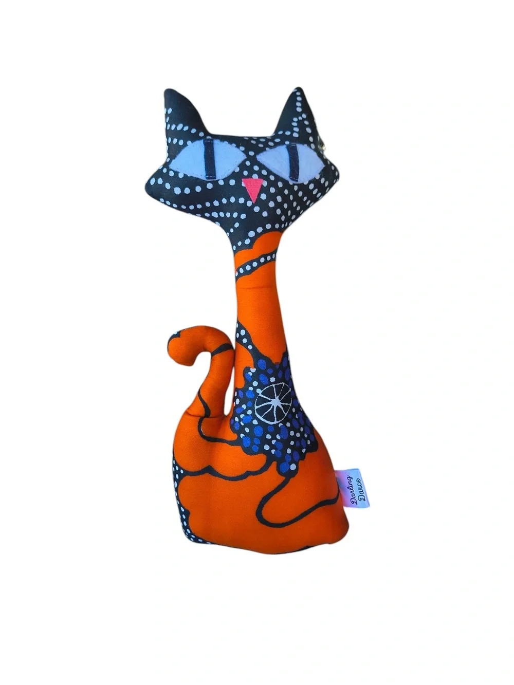 Handmade Orange & Black Atomic Cat Decorative Pillow Plush
